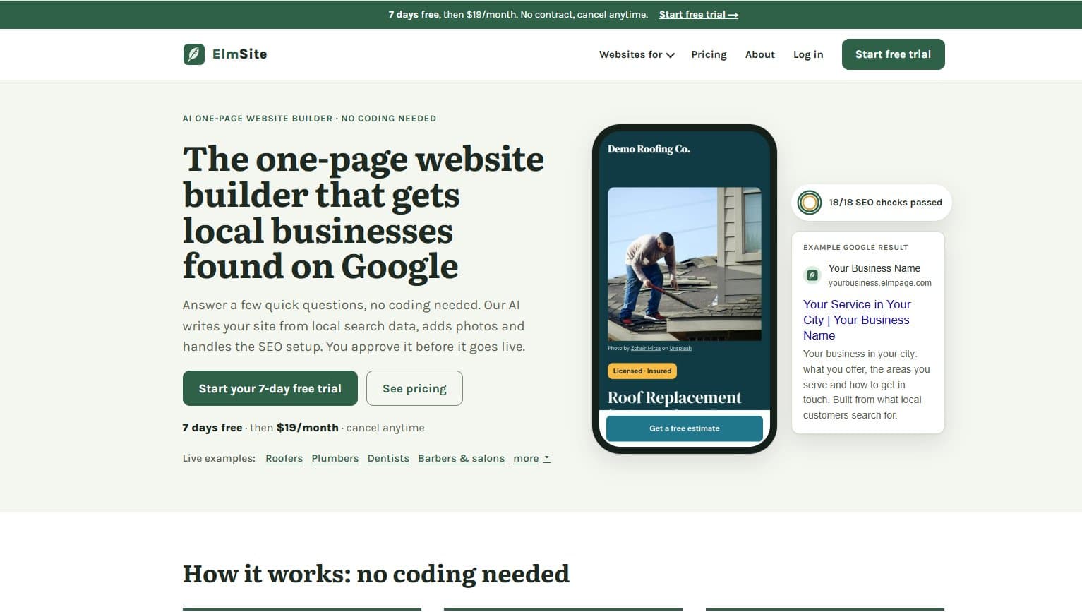 Homepage of ElmSite